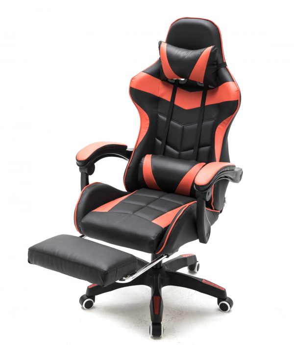 Gaming Stuhl mit Fußstütze Cyclone Teenager - Bürostuhl - Racing Gaming Stuhl - Rot Schwarz - VDD World DE