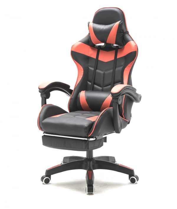 Gaming Stuhl mit Fußstütze Cyclone Teenager - Bürostuhl - Racing Gaming Stuhl - Rot Schwarz - VDD World DE