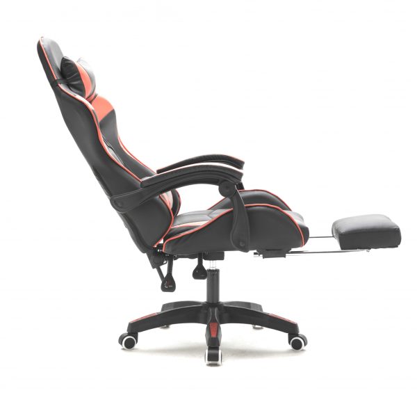 Gaming Stuhl mit Fußstütze Cyclone Teenager - Bürostuhl - Racing Gaming Stuhl - Rot Schwarz - VDD World DE