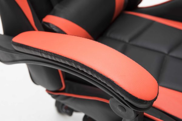 Gaming Stuhl mit Fußstütze Cyclone Teenager - Bürostuhl - Racing Gaming Stuhl - Rot Schwarz - VDD World DE