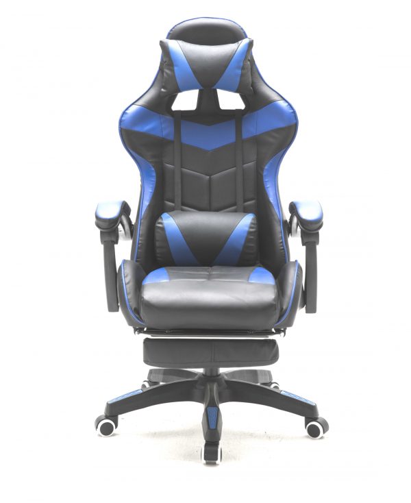 Gaming Stuhl mit Fußstütze Cyclone Teenager - Bürostuhl - Racing Gaming Stuhl - blau schwarz - VDD World DE