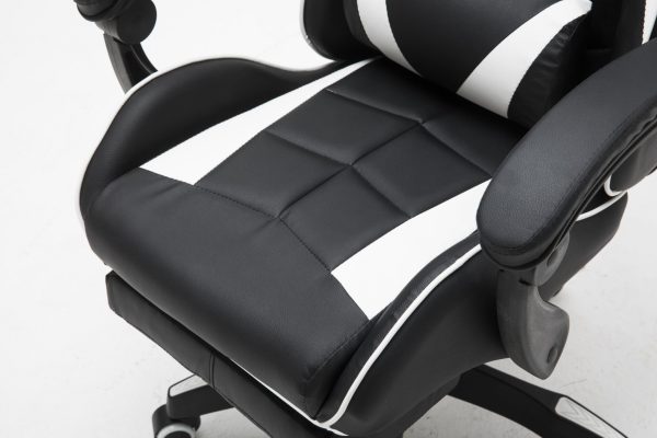 Gaming Stuhl mit Fußstütze Cyclone Teenager - Bürostuhl - Racing Gaming Stuhl - Weiß Schwarz - VDD World DE