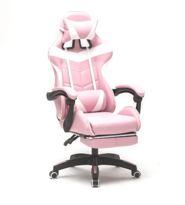   Gaming Stuhl mit Fußstütze Cyclone Teenagers – Bürostuhl – Racing Gaming Stuhl – Pink Weiß
