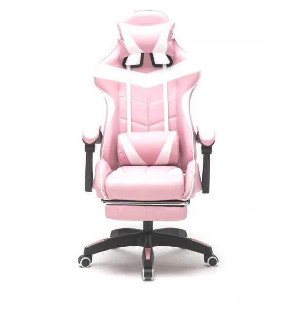   Gaming Stuhl mit Fußstütze Cyclone Teenagers – Bürostuhl – Racing Gaming Stuhl – Pink Weiß
