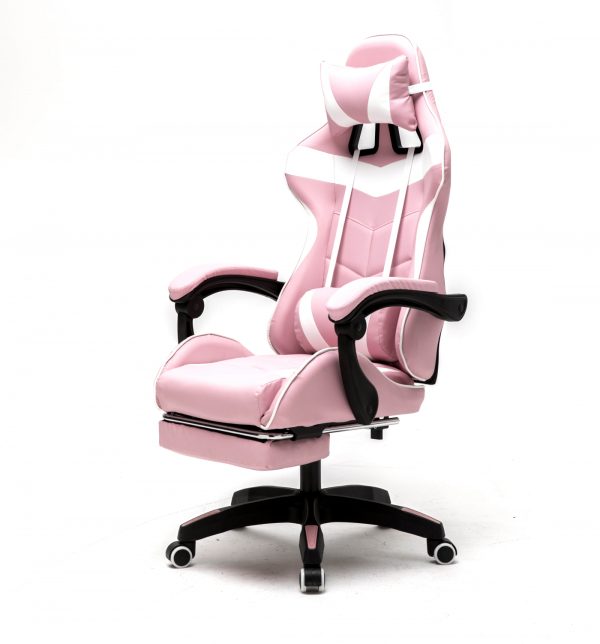   Gaming Stuhl mit Fußstütze Cyclone Teenagers – Bürostuhl – Racing Gaming Stuhl – Pink Weiß