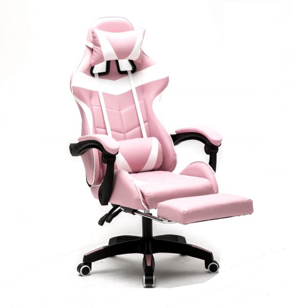   Gaming Stuhl mit Fußstütze Cyclone Teenagers – Bürostuhl – Racing Gaming Stuhl – Pink Weiß