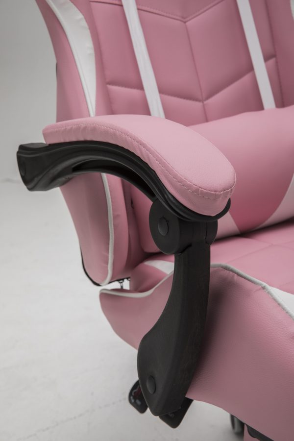   Gaming Stuhl mit Fußstütze Cyclone Teenagers – Bürostuhl – Racing Gaming Stuhl – Pink Weiß