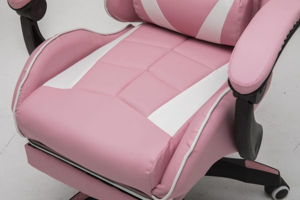   Gaming Stuhl mit Fußstütze Cyclone Teenagers – Bürostuhl – Racing Gaming Stuhl – Pink Weiß