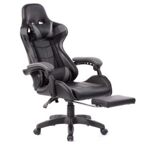 Gaming Stuhl mit Fußstütze Cyclone Teenager - Bürostuhl - Racing Gaming Stuhl - grau schwarz