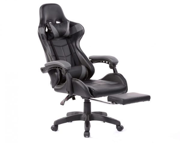 Gaming Stuhl mit Fußstütze Cyclone Teenager - Bürostuhl - Racing Gaming Stuhl - grau schwarz - VDD World DE