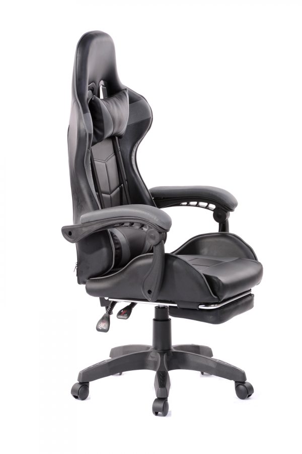 Gaming Stuhl mit Fußstütze Cyclone Teenager - Bürostuhl - Racing Gaming Stuhl - grau schwarz - VDD World DE