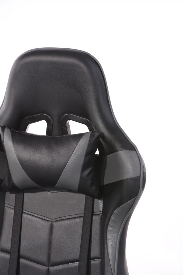 Gaming Stuhl mit Fußstütze Cyclone Teenager - Bürostuhl - Racing Gaming Stuhl - grau schwarz - VDD World DE