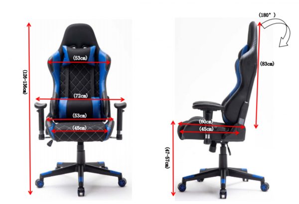 Bürostuhl Racing Gaming Stuhl Style High Design Thomas schwarz blau - VDD World DE