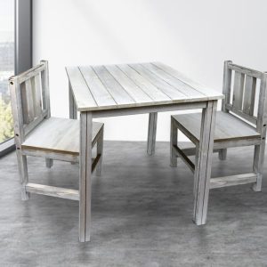 Kinderstühle mit Tisch Holz Spieltisch Zeichentisch Set Industriegrau Kalkoptik