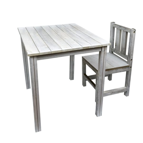 Kinderstühle mit Tisch Holz Spieltisch Zeichentisch Set Industriegrau Kalkoptik - VDD World DE