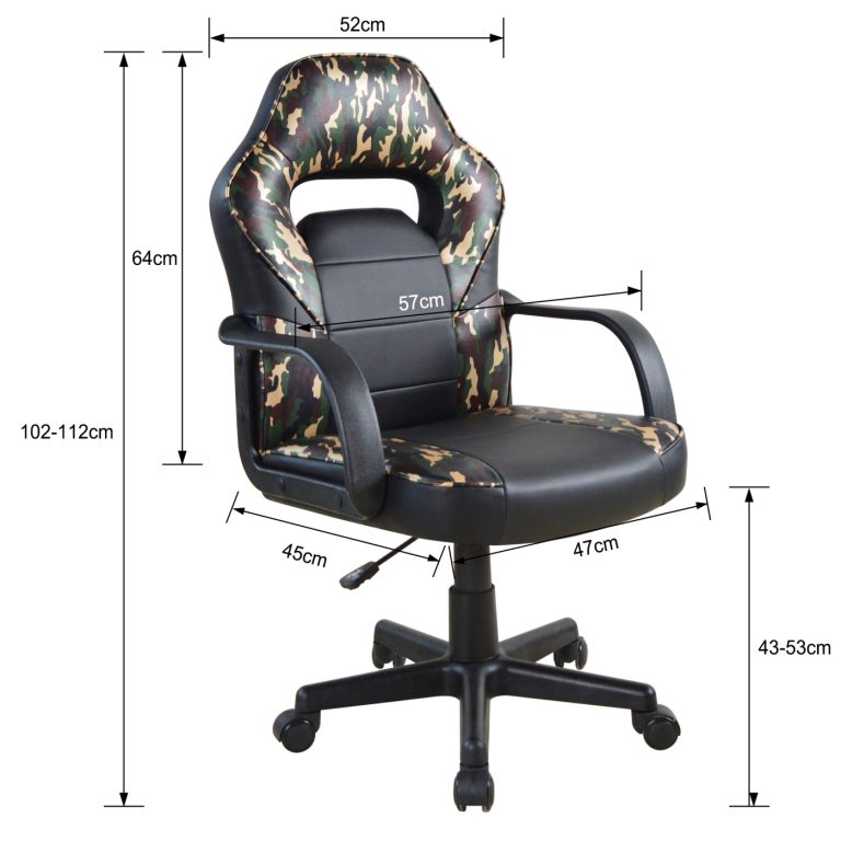 VDD Bürostuhl Thomas Junior – Verstellbarer Gaming-Stuhl – Camouflage - alternatives Bild