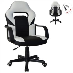 Bürostuhl Thomas Junior - Gaming Stuhl Racing Gaming Style - höhenverstellbar - schwarz und weiß