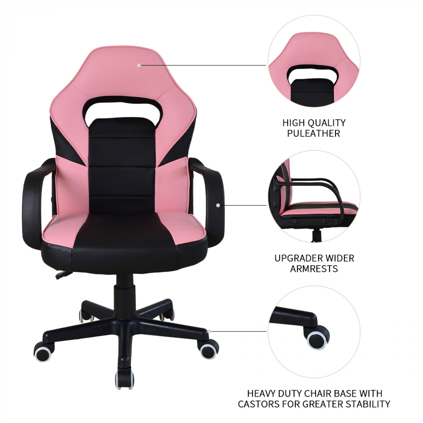 Gaming Stuhl Thomas Junior - Bürostuhl Gaming-Style - höhenverstellbar - pink schwarz - alternatives Bild
