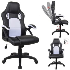 Bürostuhl Racing Gaming-Stil Premium-Design Wouter weiß schwarz