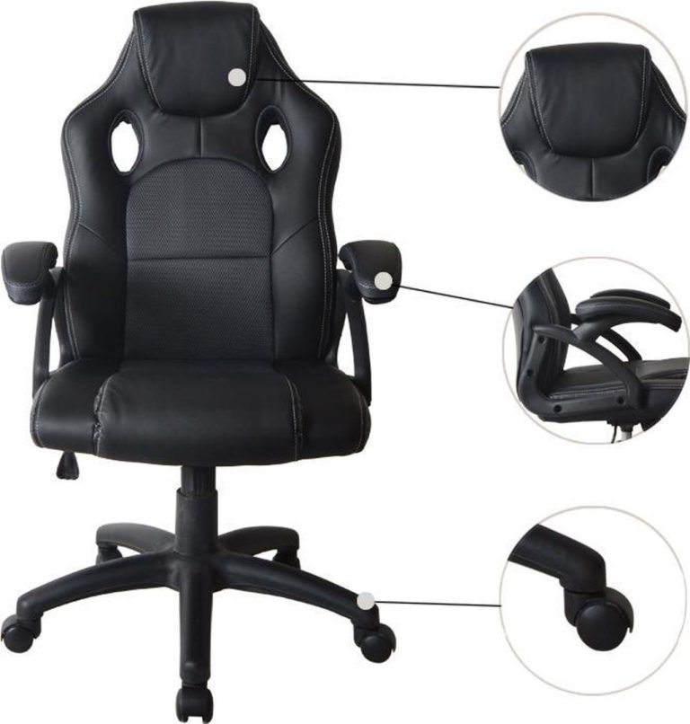 Gaming Stuhl Wouter Junior Schreibtischstuhl - Racing Gaming Style - höhenverstellbar - schwarz - alternatives Bild