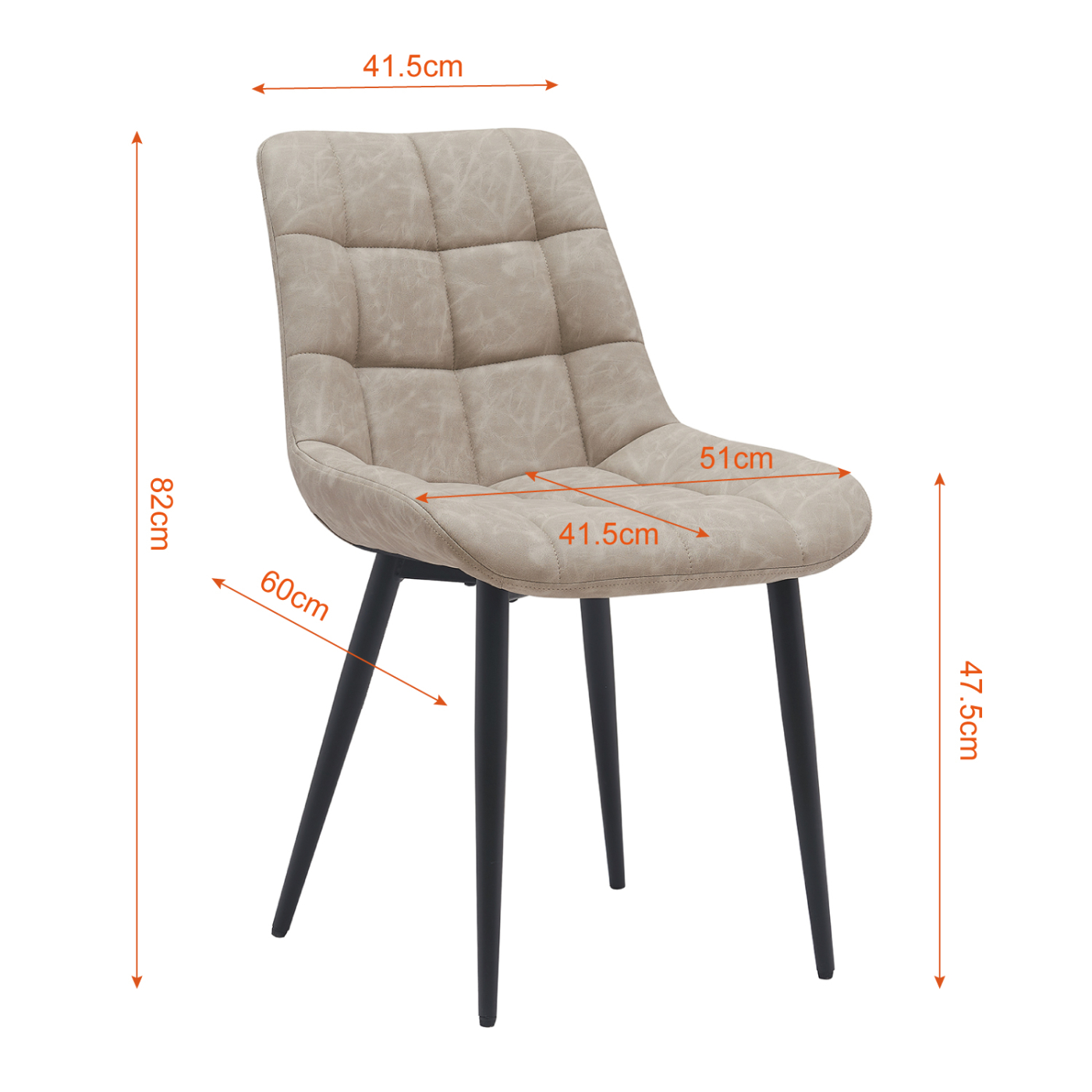 VVD Esszimmerstuhl - beige - schwarz - Metallgestell - industriell - 2er-Set - alternatives Bild