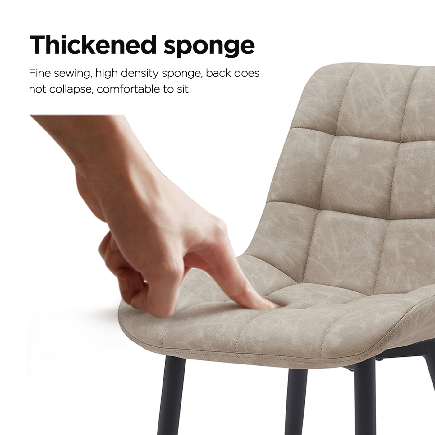 VVD Esszimmerstuhl - beige - schwarz - Metallgestell - industriell - 2er-Set - VDD World DE VVD Esszimmerstuhl - beige - schwarz - Metallgestell - industriell - 2er-Set - VDD World DE