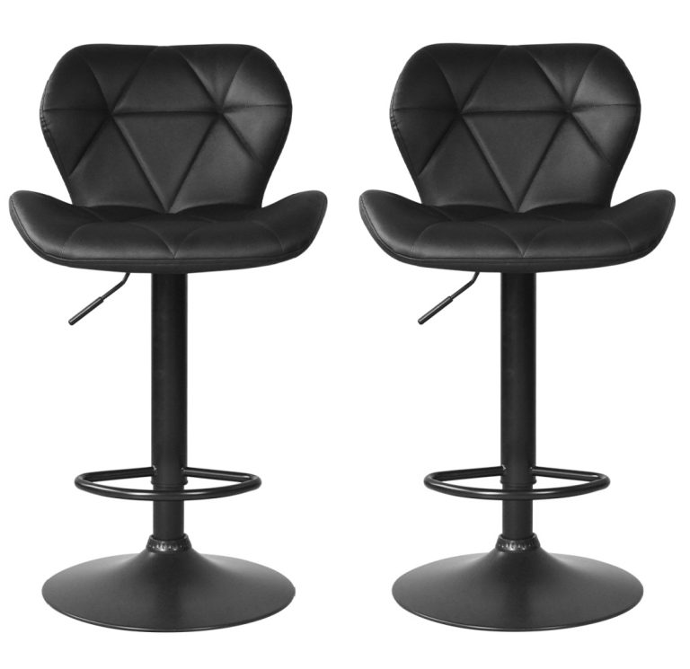 2er-Set schwarze Barhocker - Barhocker mit Rückenlehne - Höhenverstellbare Barhocker