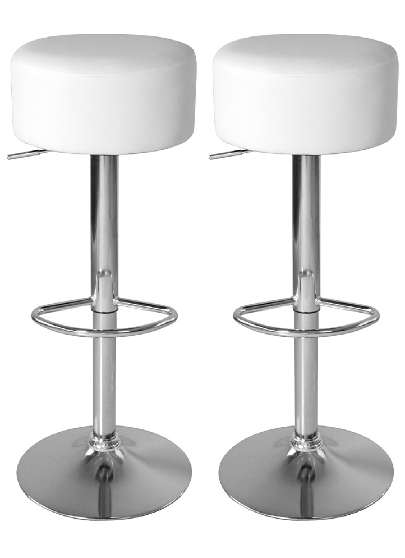 Elegante Barhocker mit weißem Sitz und verstellbarer Höhe – Küchenstuhl – 2er-Set