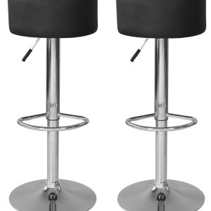 Elegante Barhocker mit schwarzem Sitz und verstellbarer Höhe – Küchenstuhl – 2er-Set