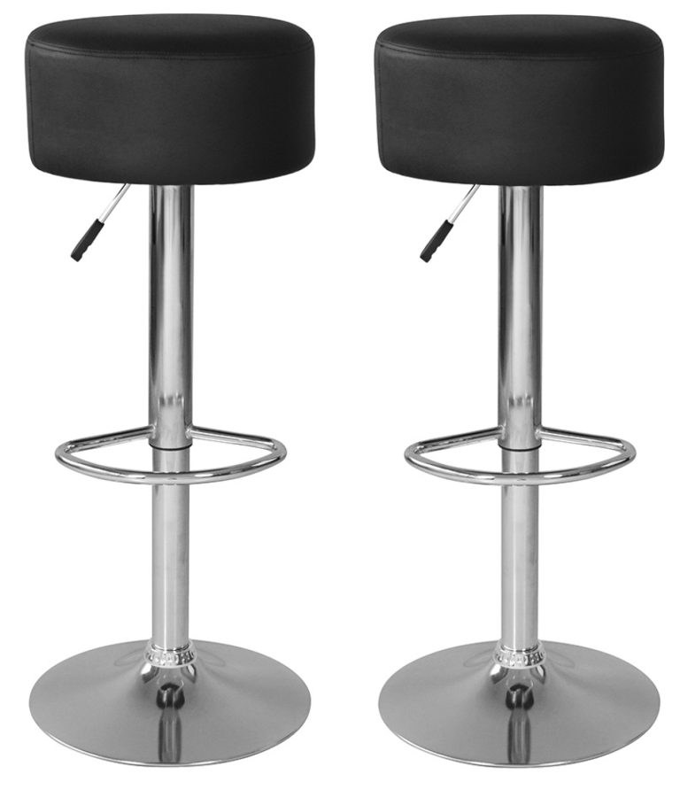 Elegante Barhocker mit schwarzem Sitz und verstellbarer Höhe – Küchenstuhl – 2er-Set