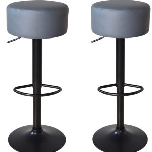 Elegante Barhocker mit grauem Sitz und verstellbarer Höhe – Küchenstuhl – 2er-Set