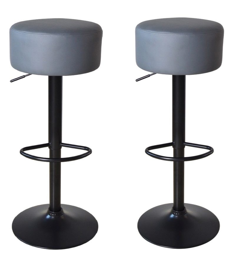 Elegante Barhocker mit grauem Sitz und verstellbarer Höhe – Küchenstuhl – 2er-Set