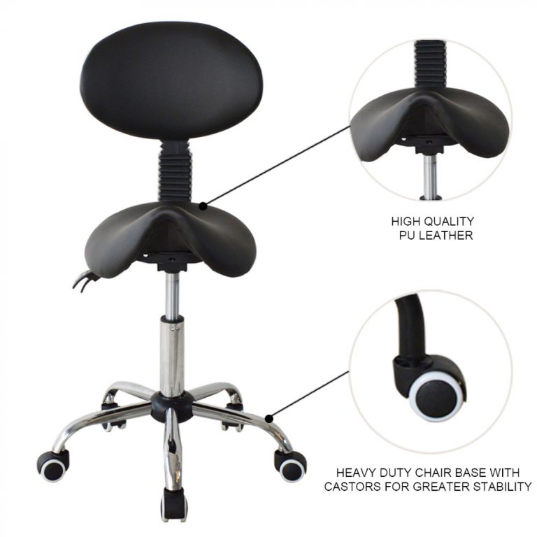 Sattelhocker Rückenlehne ergonomisch neigbar - Friseurhocker - Hocker - höhenverstellbarr SCHWARZ - alternatives Bild