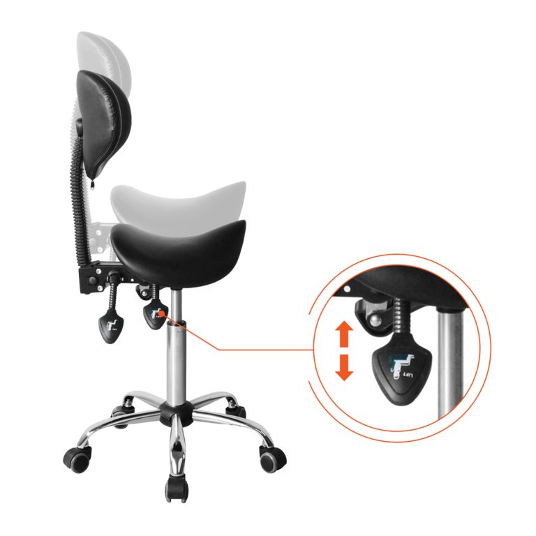Sattelhocker ergonomisch - Friseurhocker - Barhocker - höhenverstellbar - Rückenlehne neig- und vers - alternatives Bild