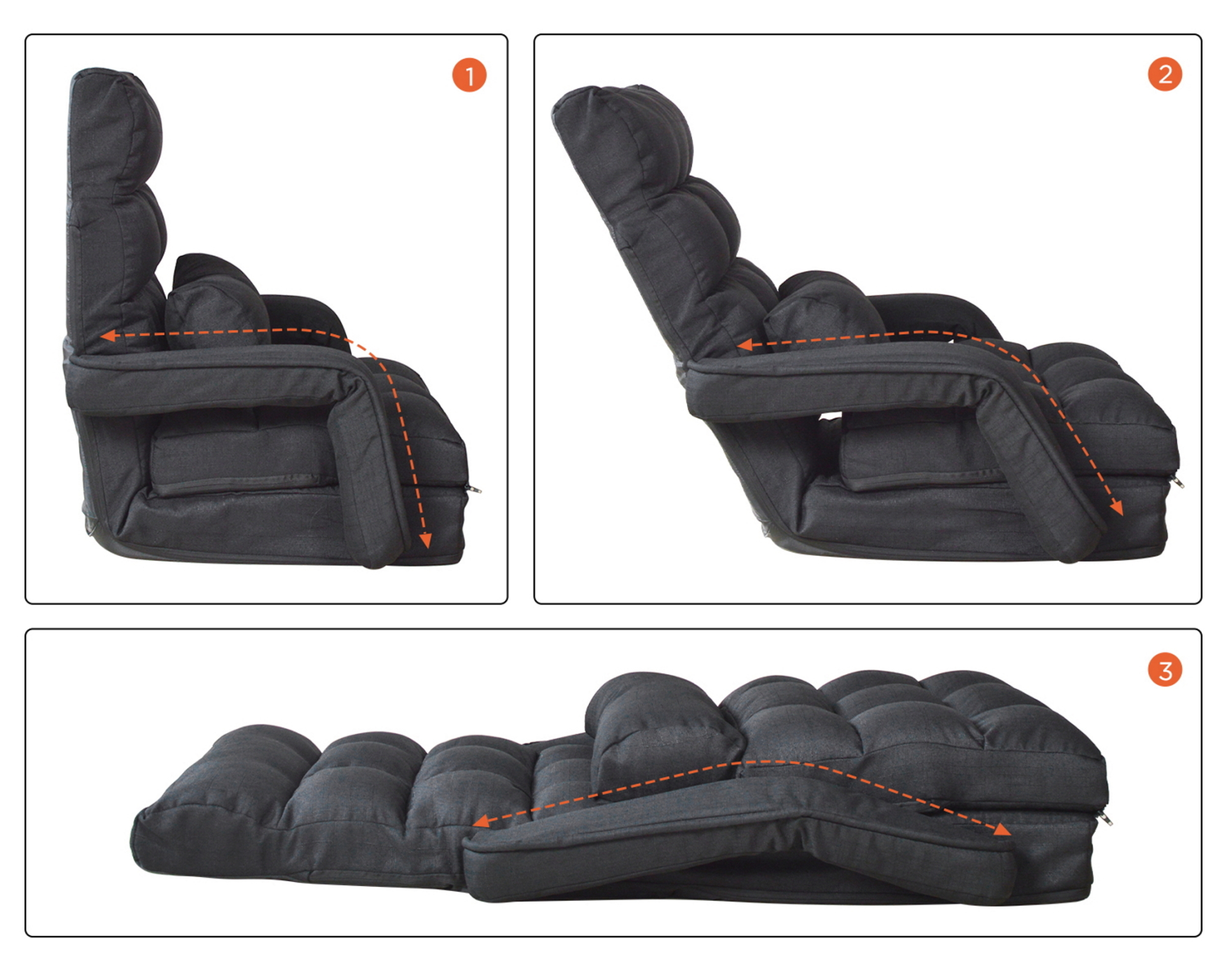 Gaming-Stuhl-Lounge – Bodenstuhl – verstellbare Rückenlehne – lässt sich zur Liege ausklappen - VDD World DE Gaming-Stuhl-Lounge – Bodenstuhl – verstellbare Rückenlehne – lässt sich zur Liege ausklappen - VDD World DE