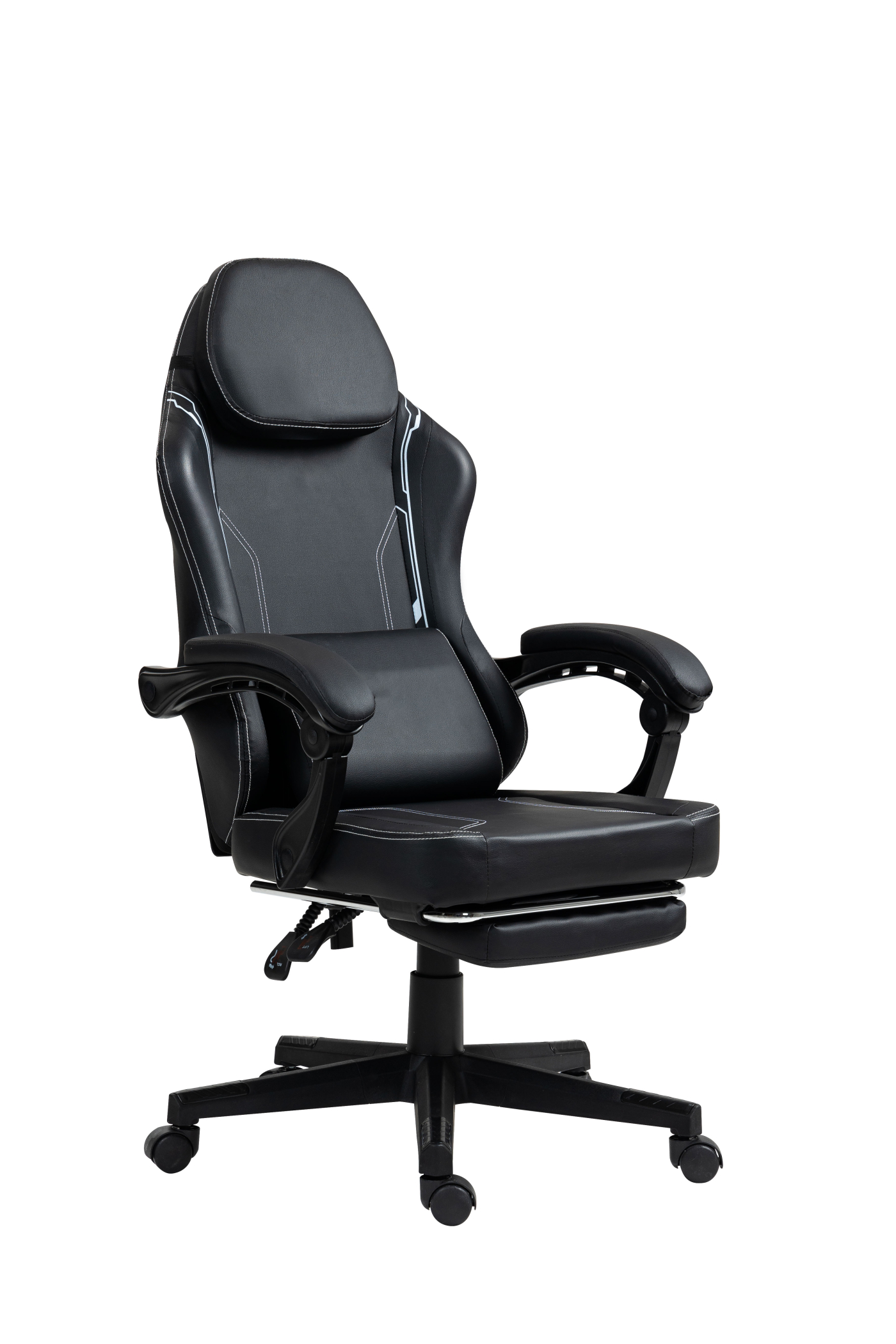 VDD - Schwarzer Gaming-Stuhl - Fußstütze - ergonomisch - höhenverstellbar