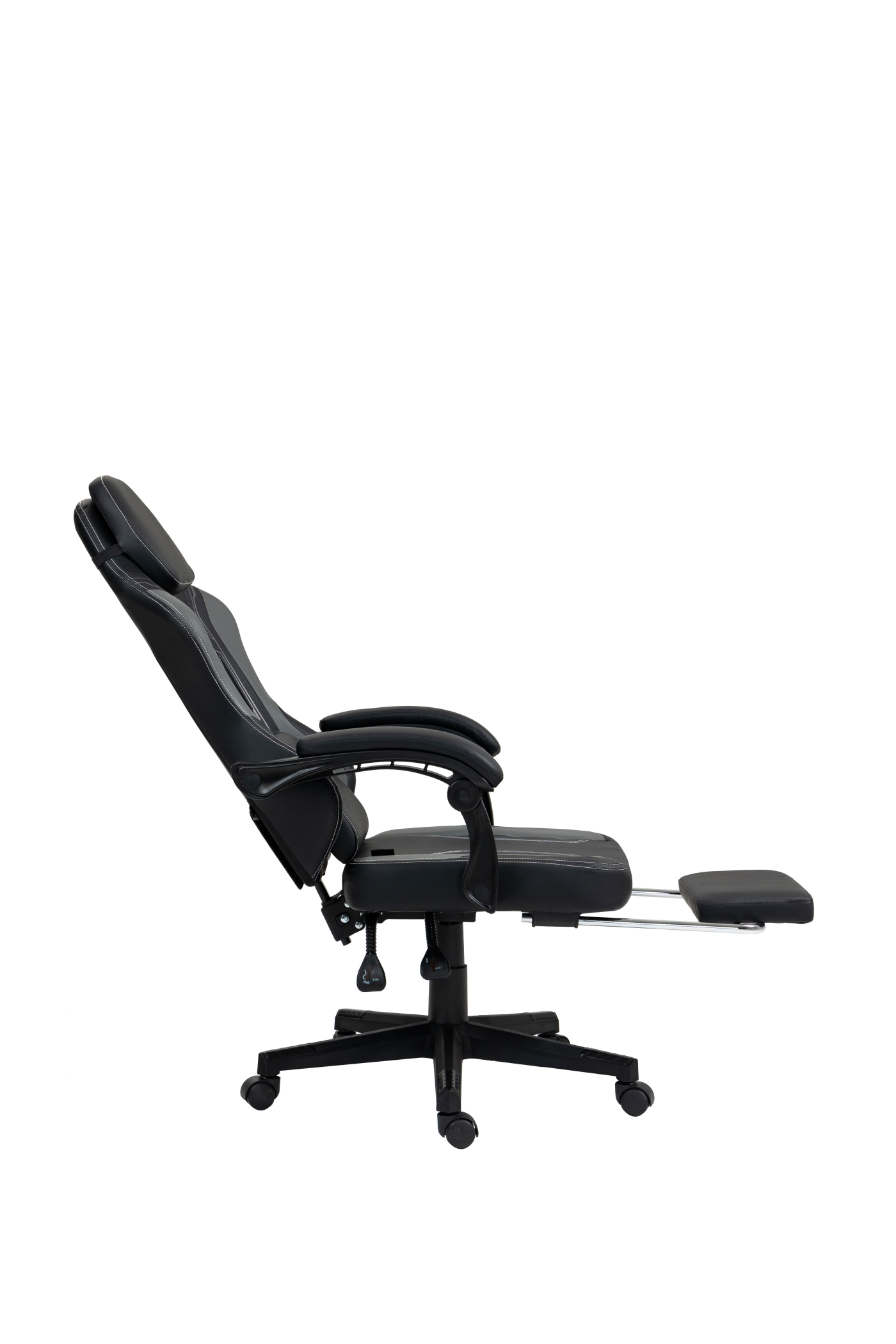 VDD - Schwarz-grauer Gaming-Stuhl - Fußstütze - ergonomisch - höhenverstellbar - VDD World DE VDD - Schwarz-grauer Gaming-Stuhl - Fußstütze - ergonomisch - höhenverstellbar - VDD World DE