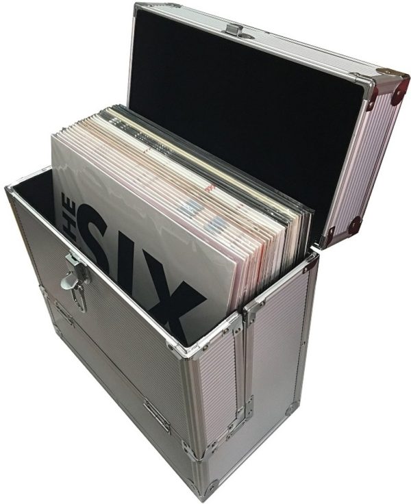   Vinyl LP Koffer Schallplattenkoffer für 40 Stück Silber Alu