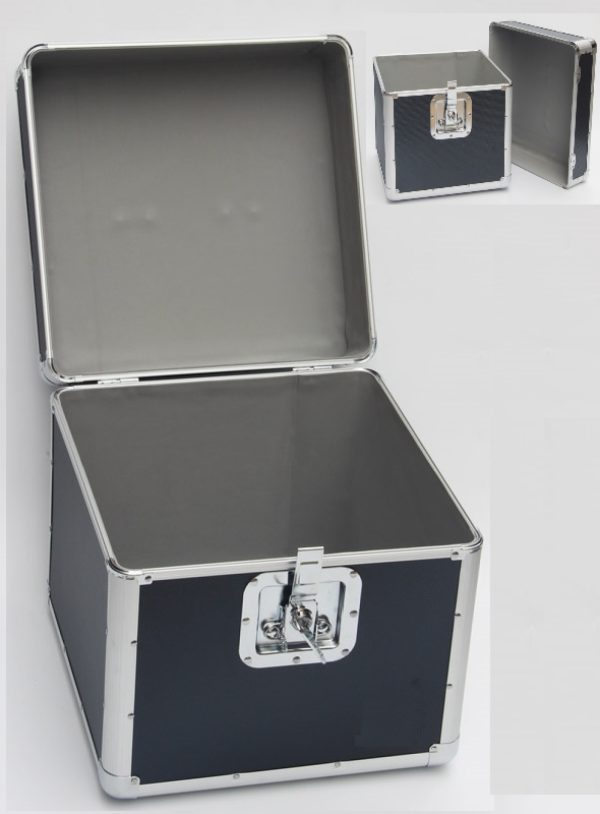   Vinyl-Etui LP-Etui für 70 bis 100 Teller aus abschließbarem schwarzem Aluminium
