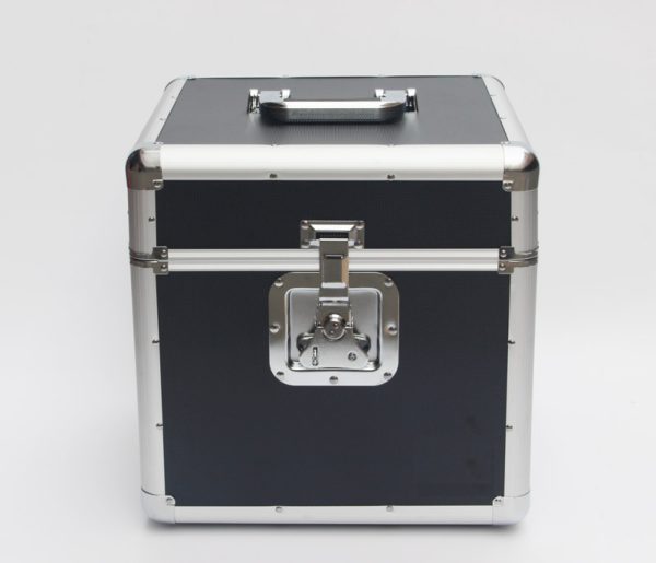   Vinyl-Etui LP-Etui für 70 bis 100 Teller aus abschließbarem schwarzem Aluminium