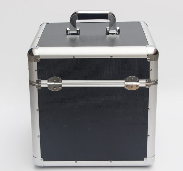   Vinyl-Etui LP-Etui für 70 bis 100 Teller aus abschließbarem schwarzem Aluminium