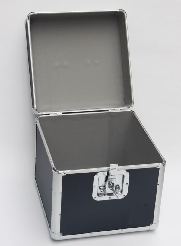   Vinyl-Etui LP-Etui für 70 bis 100 Teller aus abschließbarem schwarzem Aluminium