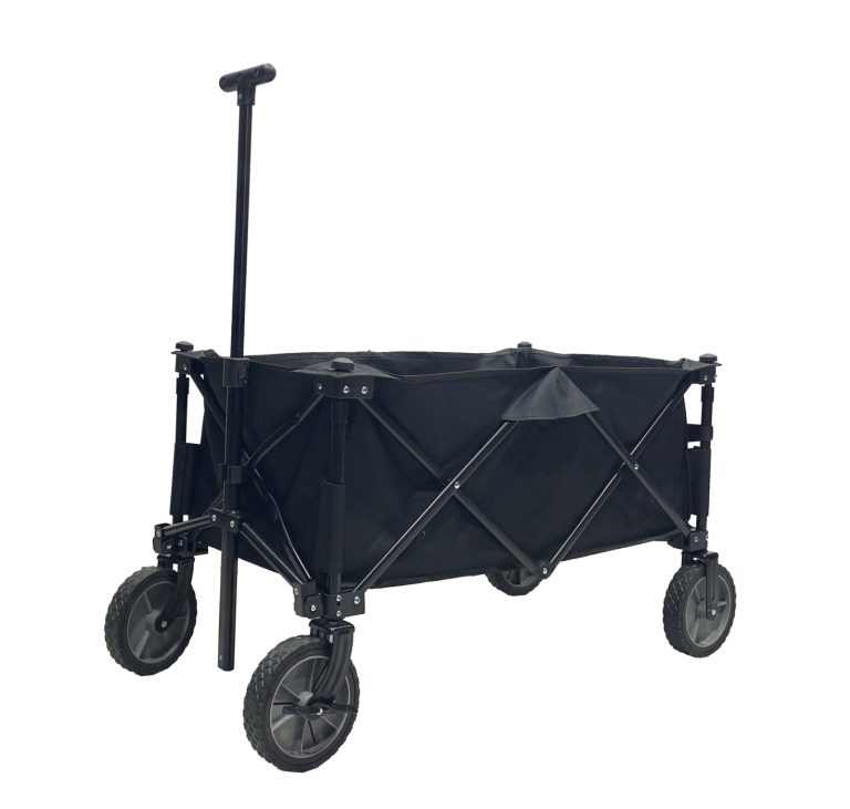 Zusammenklappbarer Bollerwagen – drehbare Vollräder – Bodenplatte – stabiles Gestell – 80 kg max
