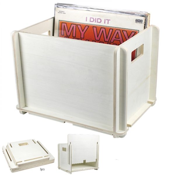   Schallplatten-Aufbewahrungsbox – Aufbewahrungsbox – Holz – weiß
