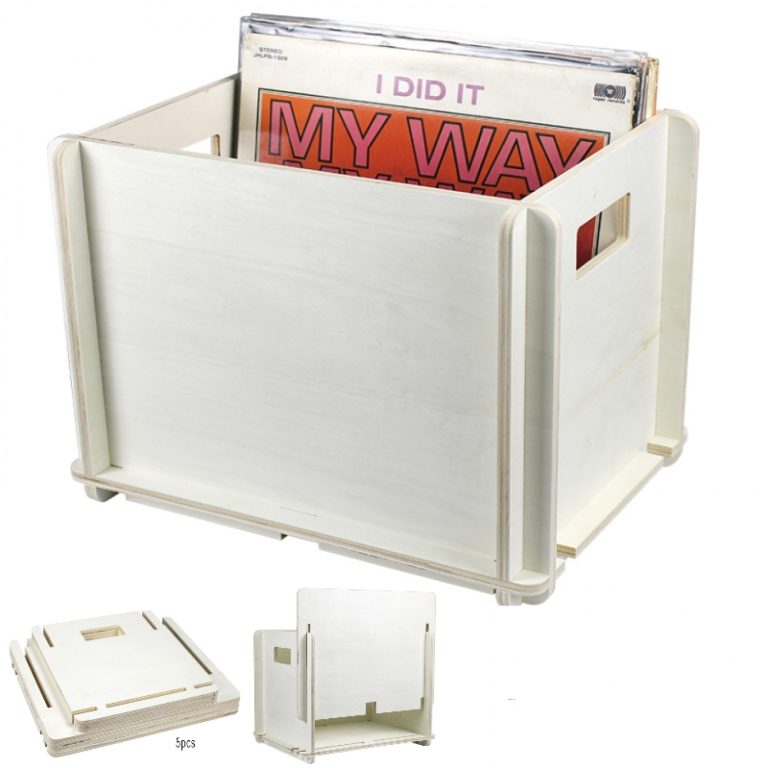 Schallplatten-Aufbewahrungsbox - Aufbewahrungsbox - Holz - weiß