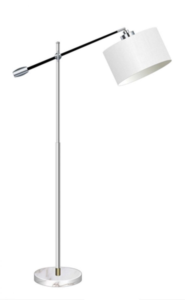   Stehleuchte Bogenlampe verstellbarer silberweißer cremefarbener Lampenschirm