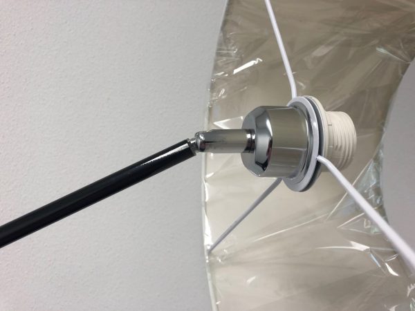   Stehleuchte Bogenlampe verstellbarer silberweißer cremefarbener Lampenschirm