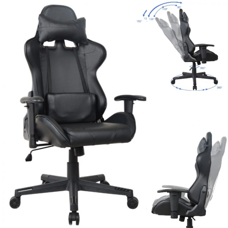 Bürostuhl Gaming Stuhl Thomas - Racing Gaming Style Stuhl - ergonomisch - schwarzes Design