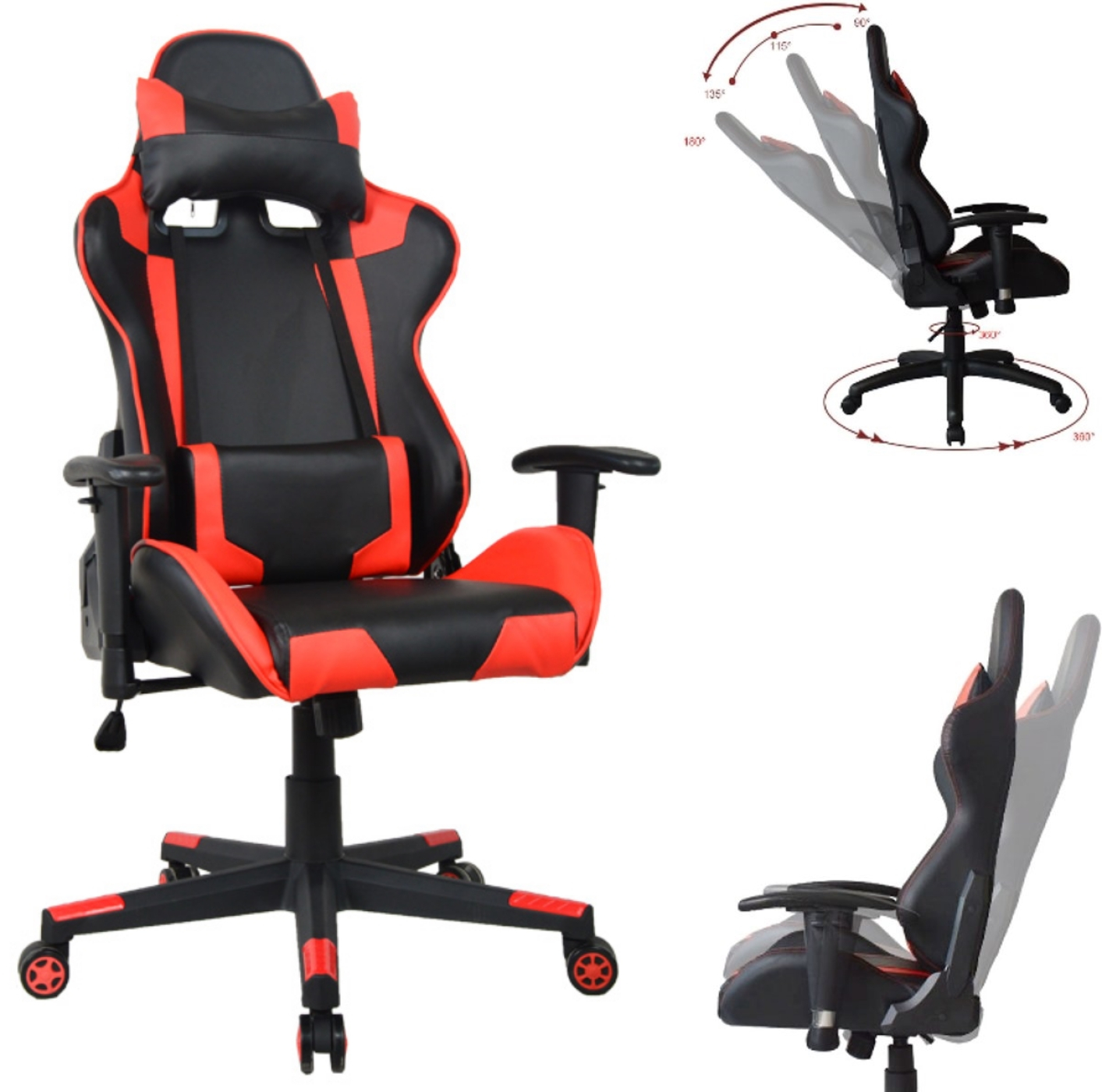 Bürostuhl Racing Gaming Stuhl Stil High Design Thomas - rot schwarz