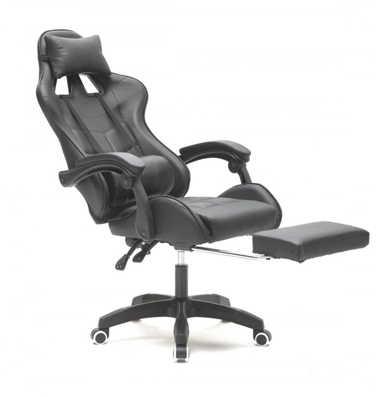 Gaming Stuhl Cyclone mit Fußstütze - Bürostuhl - Racing Gaming Stuhl - schwarz